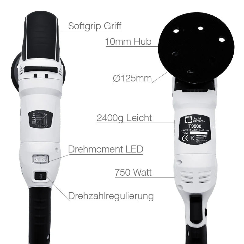 Liquid Elements T3200 V3 in gebruik – polijsten van autolak met 750W motor
