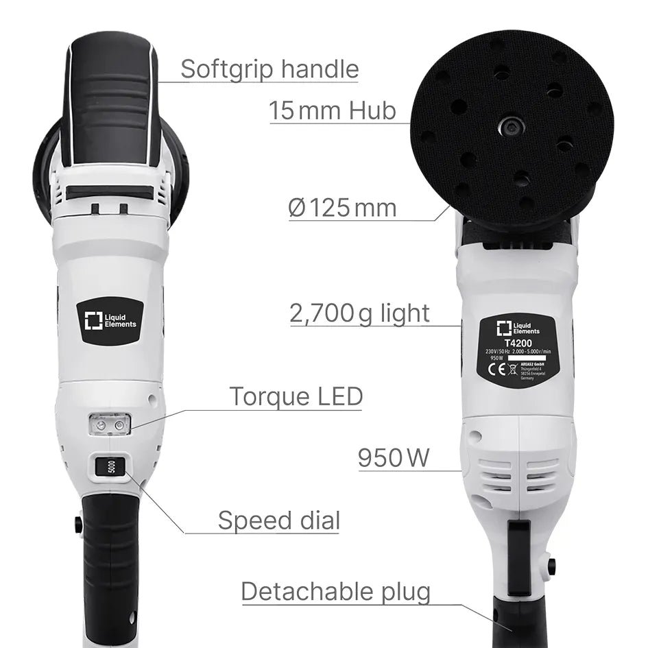 Liquid Elements T4200 V2 bovenaanzicht – compacte behuizing met 950W motor
