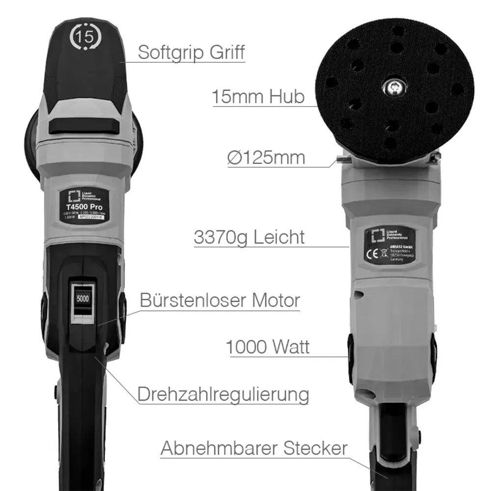 Liquid Elements T4500 PRO in gebruik – polijsten van autolak met excentrische beweging
